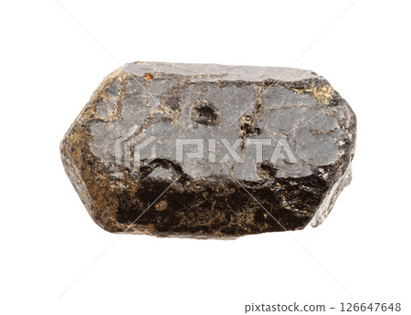 rough augite crystal mineral isolated on white 126647648