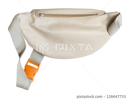 back side of closed leather waist bag isolated 126647733