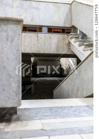 steps and stairs from marble and shell rock 126647759