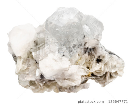 rough goshenite crystals on mica and feldspar 126647771