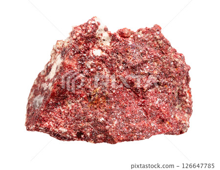unpolished cinnabar mineral isolated on white unpolished cinnabar mineral isolated on white 126647785