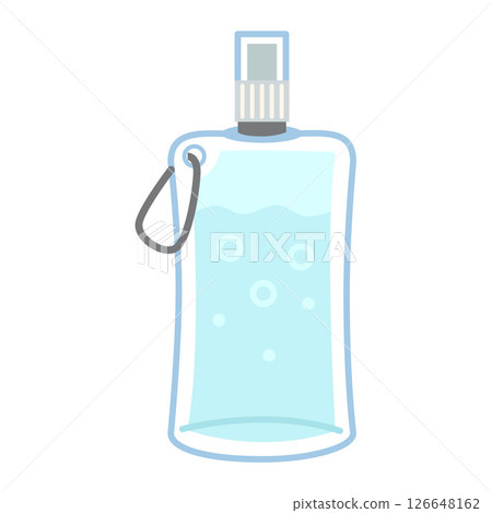 Reusable water bottle with carabiner, Doypack, pouch. Eco friendly hydration symbol in flat minimal style. Trendy modern vector illustration isolated on white background, hand drawn 126648162