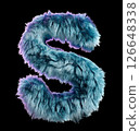 Blue Fur Styled Into Bold Letter S Isolated on White Background 126648338