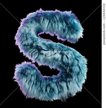 Blue Fur Styled Into Bold Letter S Isolated on White Background 126648338