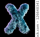 Blue Fur Styled Into Bold Letter X Isolated on White Background 126648341
