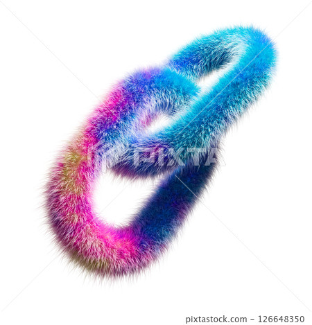 Colorful Abstract Fur-Like Textures in Linked Shapes on White Background 126648350