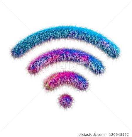 Colorful Abstract Wi-Fi Signal Symbol With Furry Texture on White Background 126648352