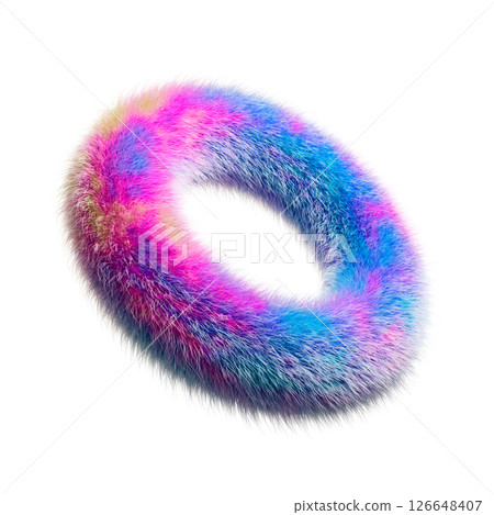 Abstract Colorful Fluffy Torus Shape on White Background 126648407