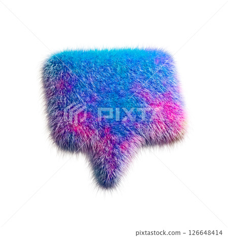 Colorful Furry Texture Shaped as a 3D Speech Bubble on White 126648414