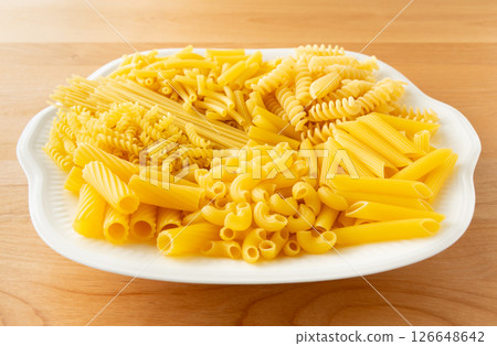 Various macaroni, various types of pasta, carbohydrates 126648642