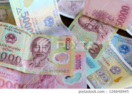 Vietnamese dong banknotes. Money concept 126648945