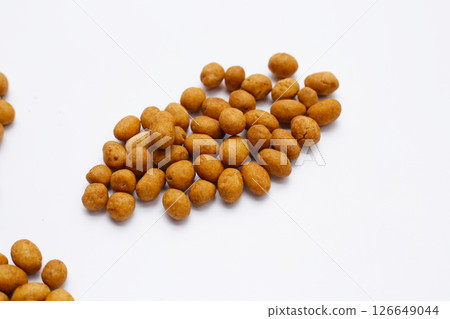 Coconut cream coated peanuts snack Coconut cream coated peanuts snack 126649044