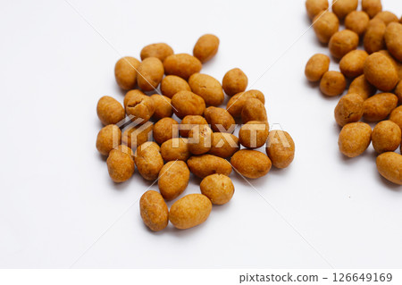Coconut cream coated peanuts snack Coconut cream coated peanuts snack 126649169