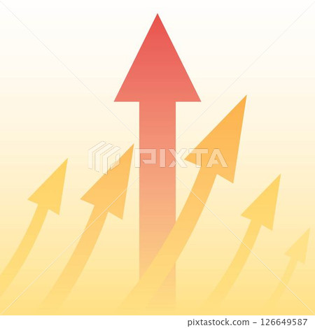 Red upward arrow and gradient background 126649587
