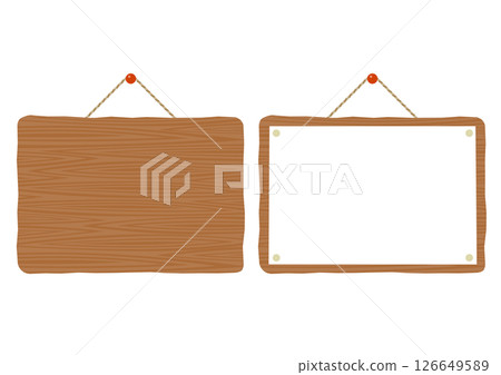 Set of vintage wooden square hanging signboard illustrations 126649589