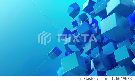 A space with floating blue cubes A space with floating blue cubes 126649678