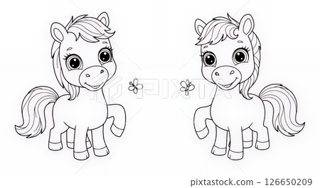 Simple horse line drawing illustration 126650209