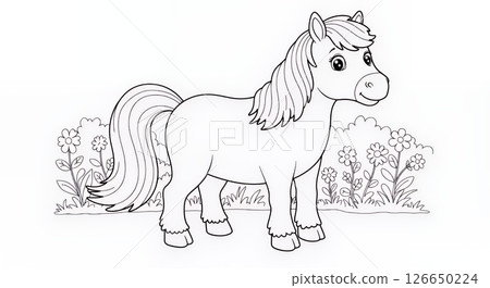 Simple horse line drawing illustration 126650224
