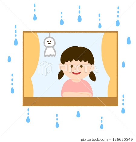 雨天裡女孩向外張望 126650549