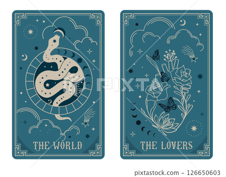 Tarot cards The World and The Lovers, Celestial Tarot Cards Basic witch tarot 126650603
