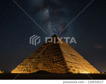 Starry sky and Egyptian pyramids 126650617