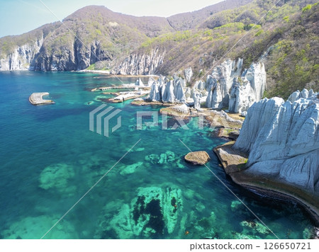 青森縣佛陀浦、西村的神秘景觀鳥瞰圖 126650721