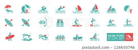 The water sport solid icon set, Contains such Icons as Riding Water Bike, WindsurfingSUP Boarding, and more The water sport solid icon set, Contains such Icons as Riding Water Bike, WindsurfingSUP Boarding, and more 126650746
