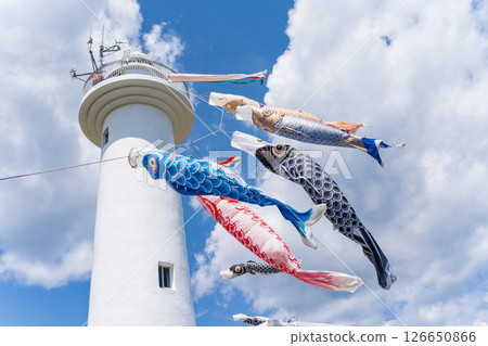 青森縣八戶市鮫門燈檯與鯉旗 126650866