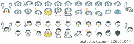 A collection of elementary school student facial expressions - A stock illustration set that can be used for education 126651044