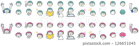 A collection of elementary school student facial expressions - A stock illustration set that can be used for education A collection of elementary school student facial expressions - A stock illustration set that can be used for education 126651045