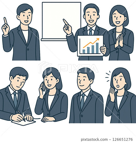 6 幅用於簡報和辦公室的商務人士插圖 126651276
