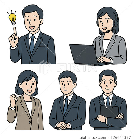 5 幅商務人士插畫集（透明 PNG） 126651337