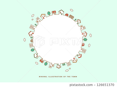 Cute townscape illustration, circular 126651370