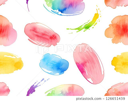 multicolored rainbow palette, Large collection of watercolor paint swatches forming a gradient, ideal for graphic design projects needing a touch of elegance and sophistication 126651439