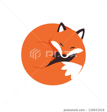 Sleeping fox curled up in a circle vector illustration for tshirt printing and design projects Sleeping fox curled up in a circle vector illustration for tshirt printing and design projects 126651616