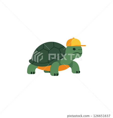 Turtle wearing yellow cap vector illustration for tshirt and print projects design inspiration 126651637