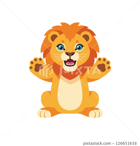 Cute lion cartoon character vector illustration for t-shirt printing and craft projects 126651638