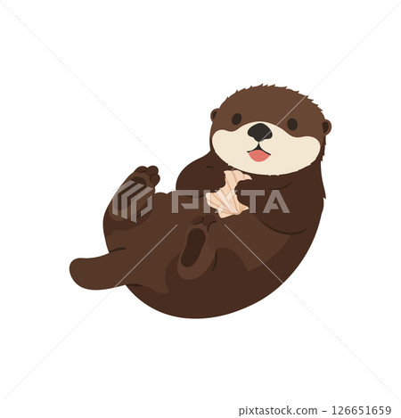 Cute playful otter vector illustration ideal for t-shirt and cup print designs 126651659