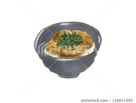 水彩手繪風格黃尾魚炸肉排碗 水彩手繪風格黃尾魚炸肉排碗 126651993