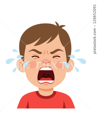 Crying boy red shirt emotional expression vector illustration Crying boy red shirt emotional expression vector illustration 126652091