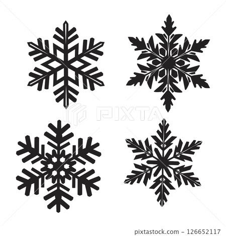Black snowflake icons set winter season decorative vector illustration design elements Black snowflake icons set winter season decorative vector illustration design elements 126652117