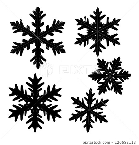 Snowflake set vector black silhouette winter season icons for cold weather design 126652118