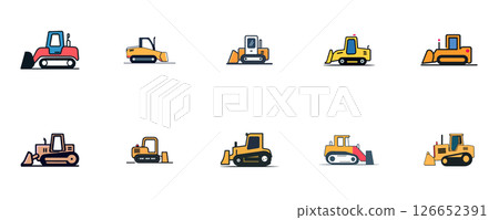 Set of Heavy Construction Bulldozers 126652391