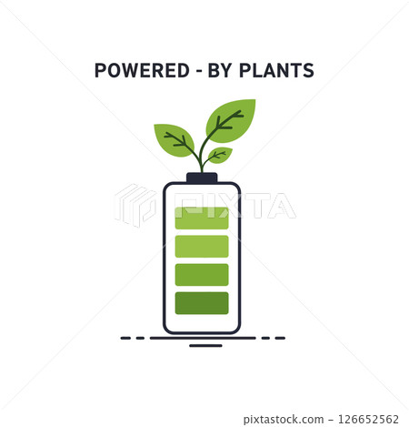 Battery with green leaves powered by plants eco friendly energy vector illustration for tshirt printing designs Battery with green leaves powered by plants eco friendly energy vector illustration for tshirt printing designs 126652562