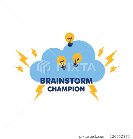 Brainstorm Champion Light Bulbs Cloud Concept Vector Illustration for Creative Projects and T Shirt Prints 126652573