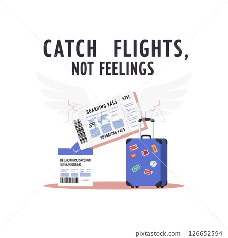 Travel concept with suitcase and boarding passes for t-shirt vector illustration designs Travel concept with suitcase and boarding passes for t-shirt vector illustration designs 126652594