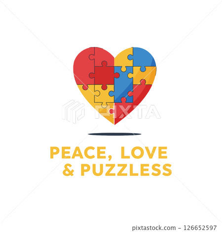 Heart shaped colorful puzzle pieces vector illustration for t-shirt print and graphic projects Heart shaped colorful puzzle pieces vector illustration for t-shirt print and graphic projects 126652597