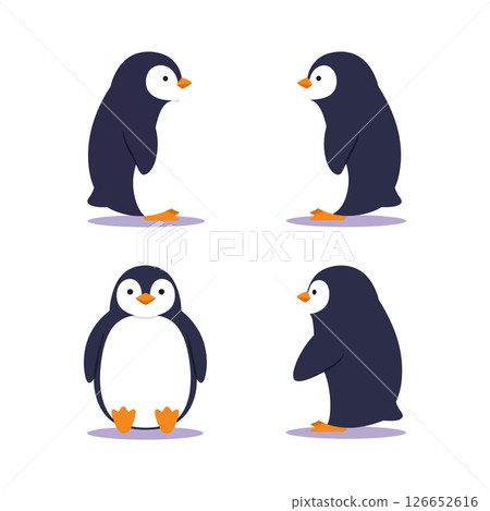Penguin vector illustrations for t-shirt prints and craft projects with cute animal designs 126652616