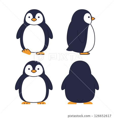 Cute penguin vector collection ideal for t-shirt prints and similar projects in flat design style Cute penguin vector collection ideal for t-shirt prints and similar projects in flat design style 126652617