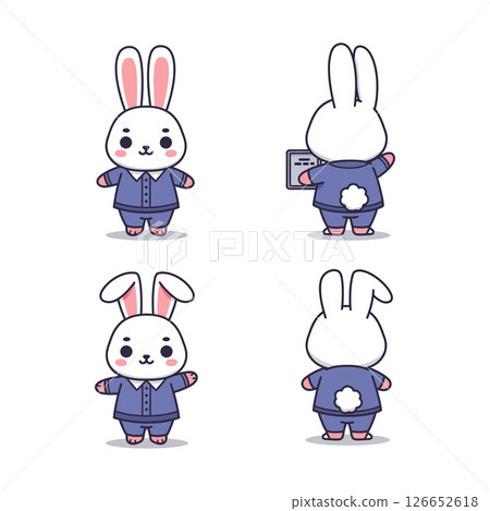 Cute bunny character vector illustration for tshirt printing and craft projects design inspiration 126652618